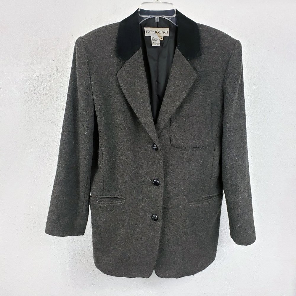 Ventura Women's Lined Wool Blend Pockets Button Down Pea Trench Coat Jacket